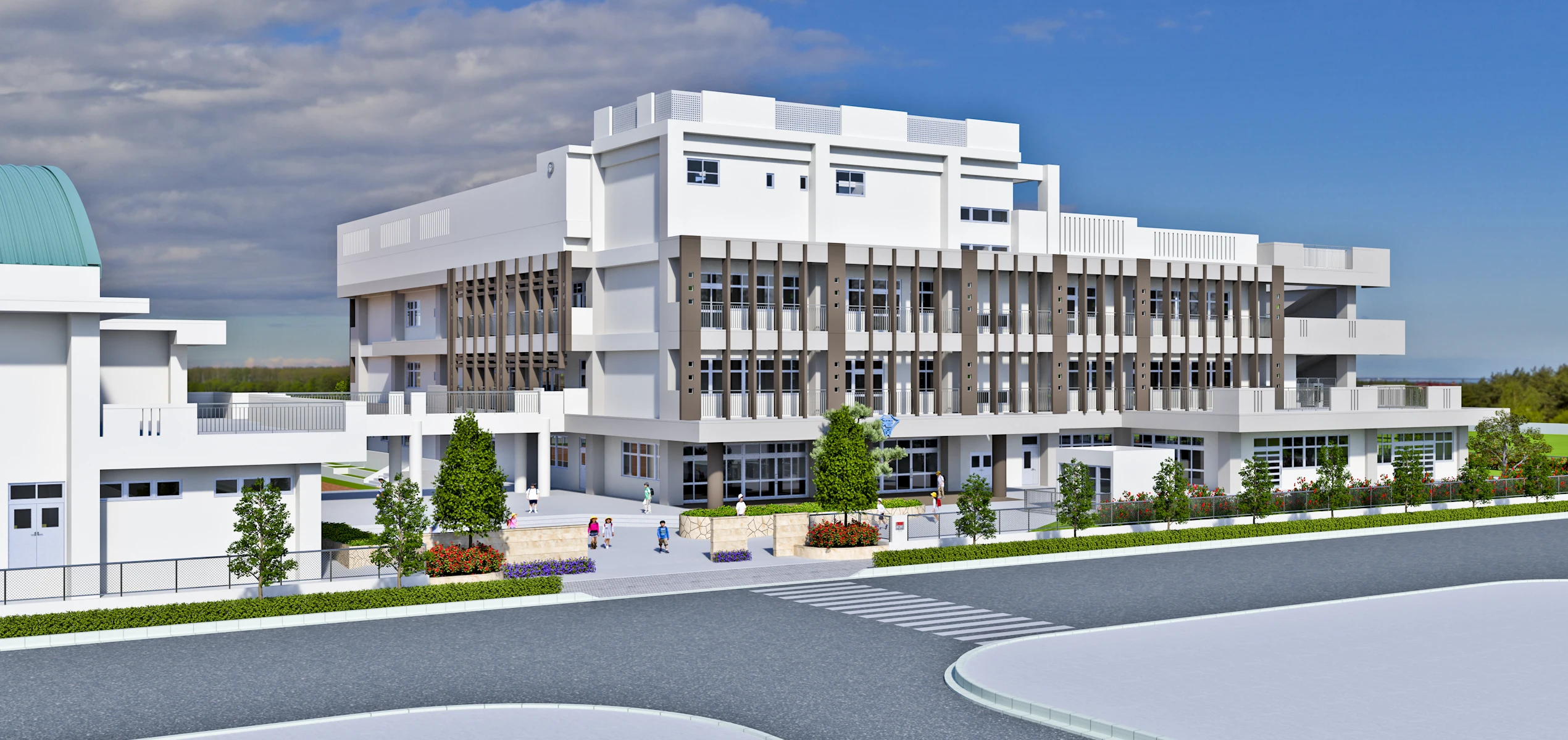 那覇市 小学校 外観CGパース