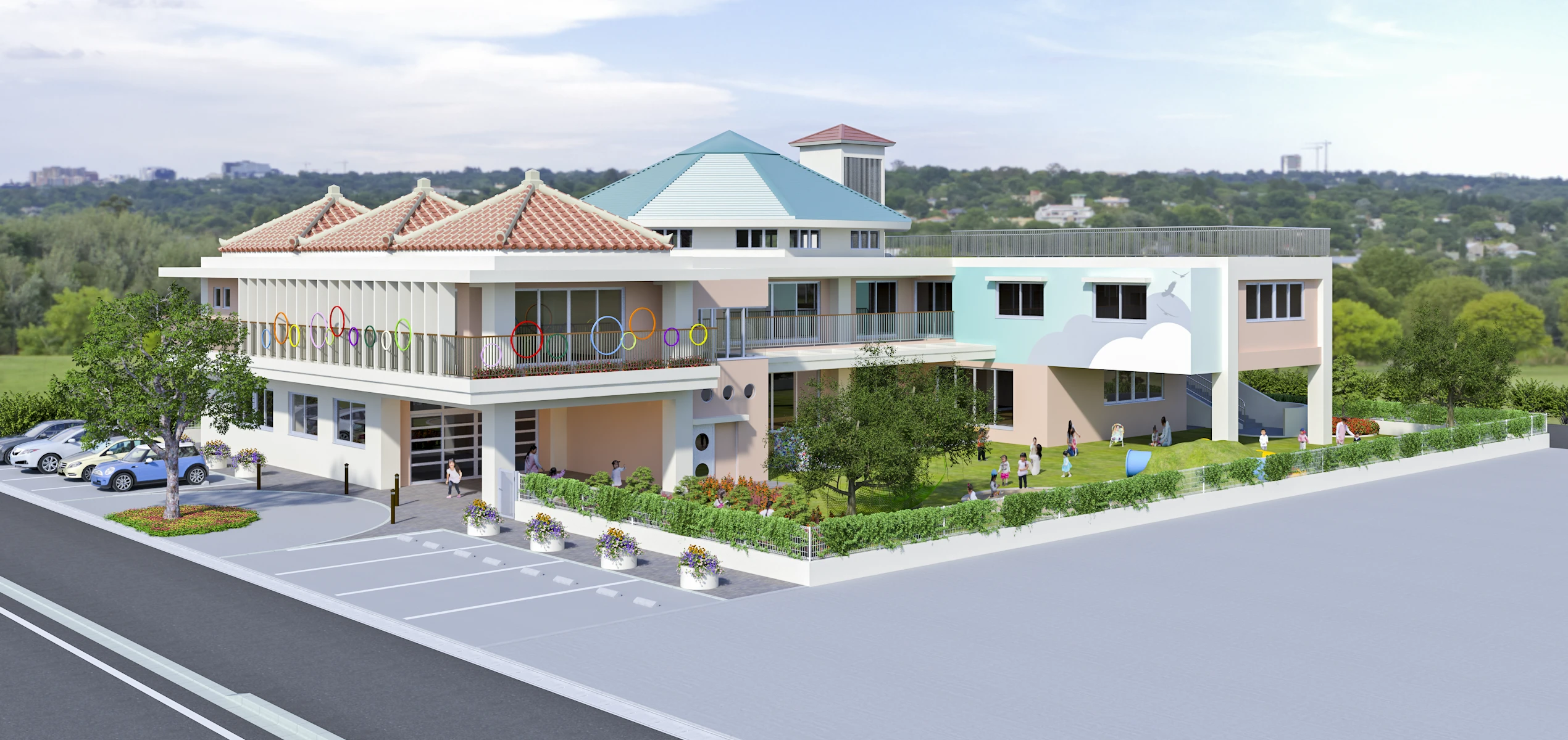 石垣市 こども園 外観パース