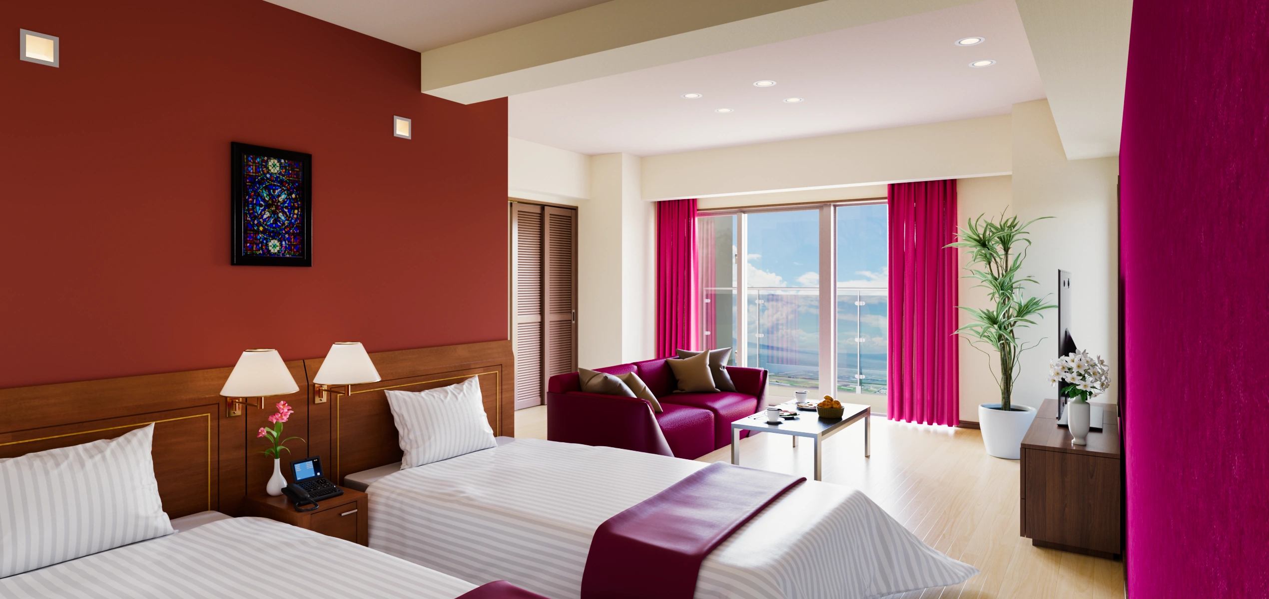 ホテル客室 インテリアCGパース